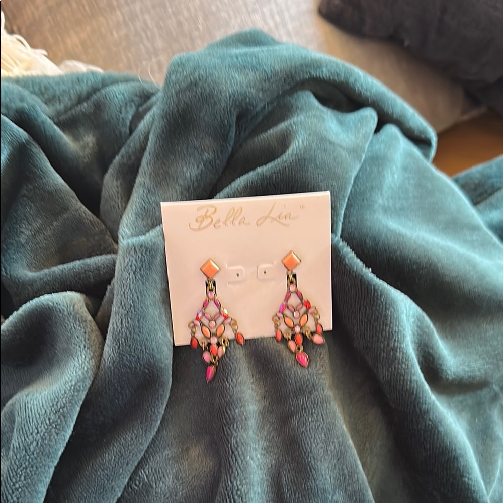 Bella Lia Pink and Orange Dangle Earrings